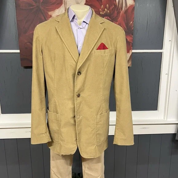 Vintage Eddie Bauer Corduroy Blazer Tall Mens Sz LargeCotton Stretch Khaki